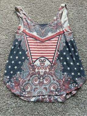 Moa Moa Red, Blue, White Paisley Americana Tank Top